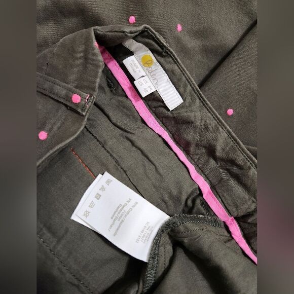 Boden Cropped Polka Dot Trouser Pants Green size 4 - Picture 10 of 12